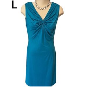 MOFFI Midi Dress Size Large Beautiful Colour Stretchy Sleeveless Plunge